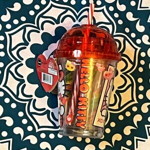 NWT Hello Kitty Tumbler with Straw & lollipops